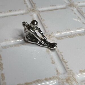 Sterling Silver Diver Pendant 3D Modernist Swimmer .925